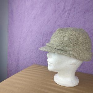 Made in USA Wool Hat Oatmeal/Neutral Fisherman Knit can rolled down to cover ear